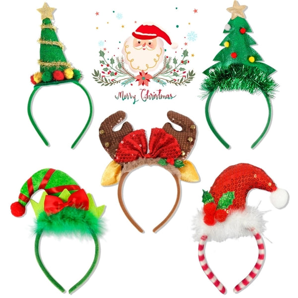 Christmas Cute Women's Christmas Hat Christmas Tree Antlers Plastic Sequins Hair Band