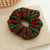 Christmas Elegant Cute Sweet Women's Color Block Stripe Bright Silk Handmade Hair Tie