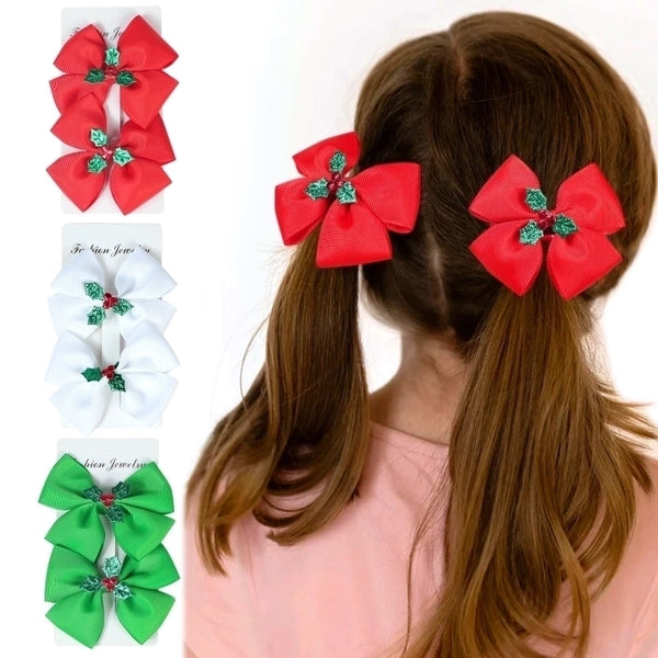 Christmas Ethnic Style Kid'S Solid Color Bow Knot Hair Clip