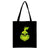 Christmas Peripheral Festival Handbag Canvas Bag Grinch Christmas Monster Green Fur Monster Printed Canvas Book Bag