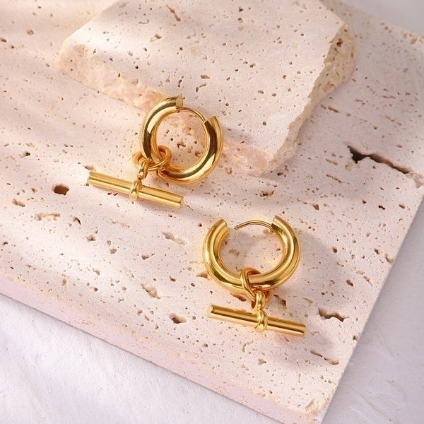 Circle Plating Stainless Steel No Inlaid Gold Plated Earrings