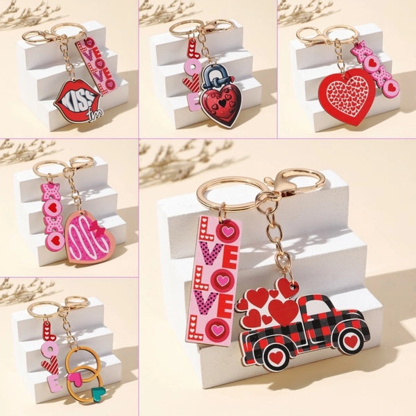 Classic Style Commute Letter Heart Shape Wood Valentine'S Day Unisex Bag Pendant Keychain