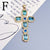 Classic Style Cross Copper Plating Inlay Zircon 18k Gold Plated Jewelry Accessories