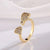 Classic Style Geometric Copper Plating Inlay Zircon 18k Gold Plated Open Ring