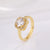 Classic Style Geometric Copper Plating Inlay Zircon 18k Gold Plated Open Ring