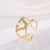 Classic Style Geometric Copper Plating Inlay Zircon 18k Gold Plated Open Ring