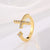 Classic Style Geometric Copper Plating Inlay Zircon 18k Gold Plated Open Ring