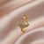 Classic Style Geometric Copper Plating Inlay Zircon 18k Gold Plated Open Ring