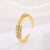 Classic Style Geometric Copper Plating Inlay Zircon 18k Gold Plated Open Ring