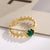 Classic Style Geometric Copper Plating Inlay Zircon 18k Gold Plated Open Ring