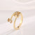 Classic Style Geometric Copper Plating Inlay Zircon 18k Gold Plated Open Ring