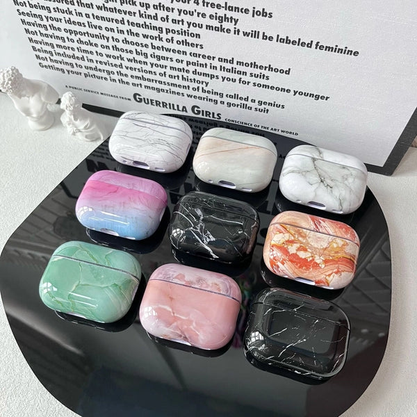 Classic Style Marble PC Wireless Bluetooth Earbuds Case