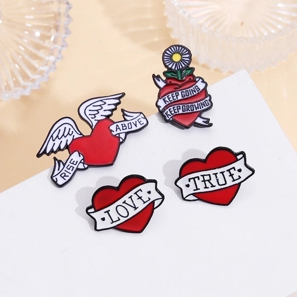 Classic Style Pin Letter Heart Shape Alloy Enamel Stoving Varnish Unisex Brooches