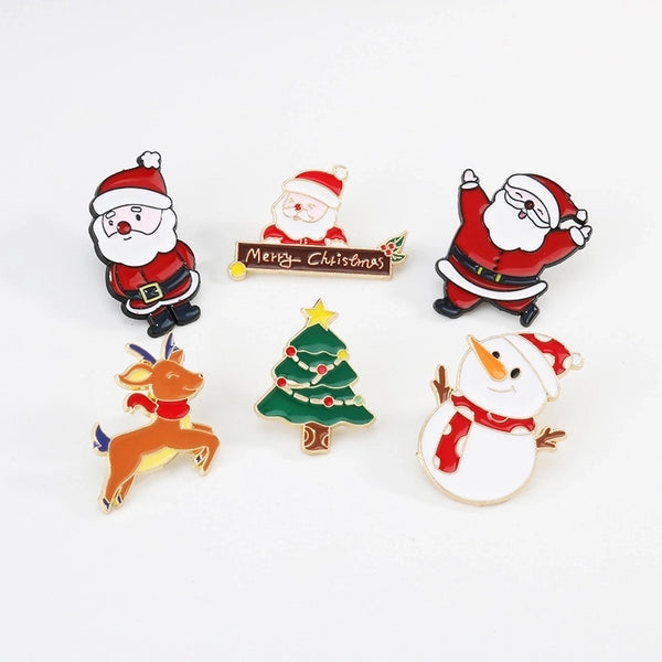 Classic Style Pin Santa Claus Alloy Enamel Unisex Brooches