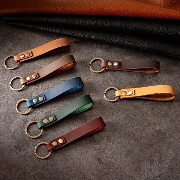 Classical Square Leather Men's Bag Pendant Keychain