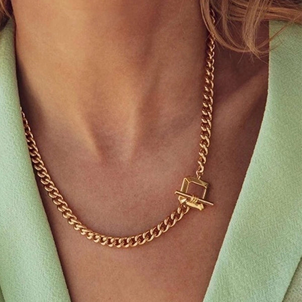 Clavicle Chain Thick Chain Female Simple Versatile Buckle Titanium Steel Necklace