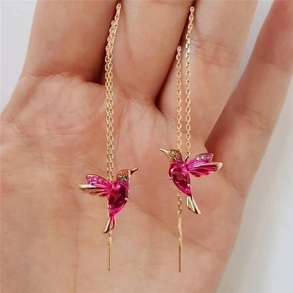 Color Bird Ear Lines Long Bird  Cute Animal Earrings