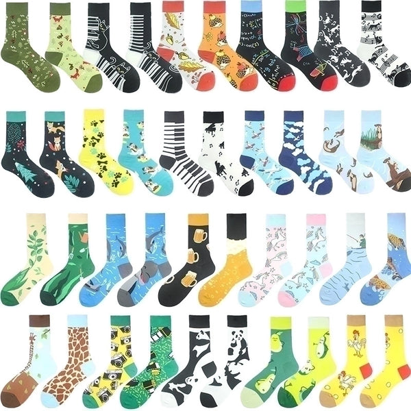 Commute Geometric Animal Abstract Cotton Crew Socks A Pair