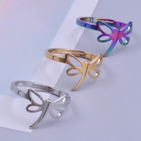 Commute Solid Color Bow Knot Stainless Steel Plating Gold Plated Rings