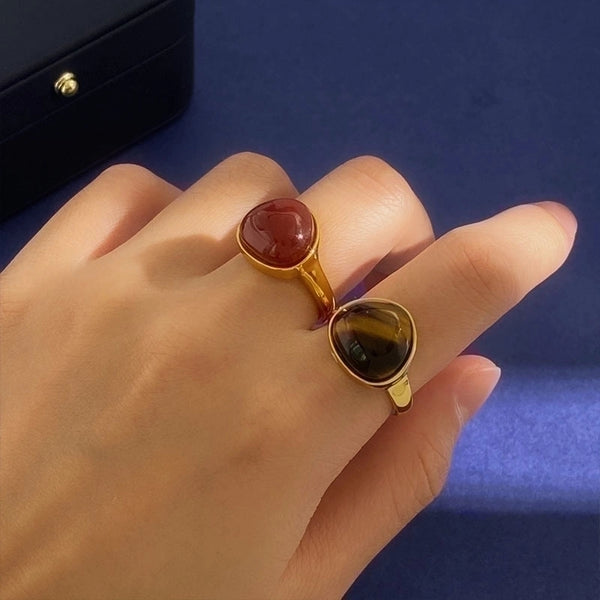 Commute Triangle Copper Inlay Artificial Crystal Rings