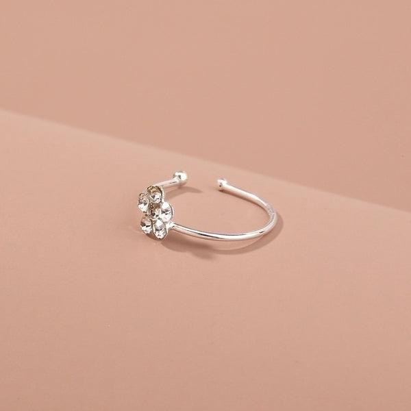 Cool Style C Shape Water Droplets Alloy Inlay Zircon Nose Ring