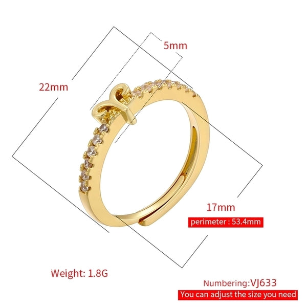 Copper 18K Gold Plated Casual Minimalist Classic Style Plating Inlay Constellation Zircon Open Rings