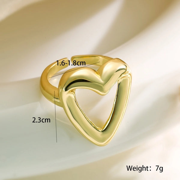 Copper 18K Gold Plated Round Heart Shape Open Rings