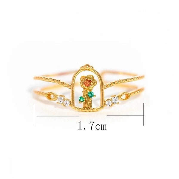 Copper Fairy Style Cute Classic Style Inlay Tower Rose Candle Zircon Open Rings