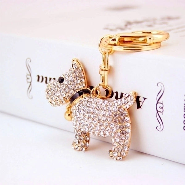 Creative Cute Diamond Bell Puppy Zodiac Dog Key Chain