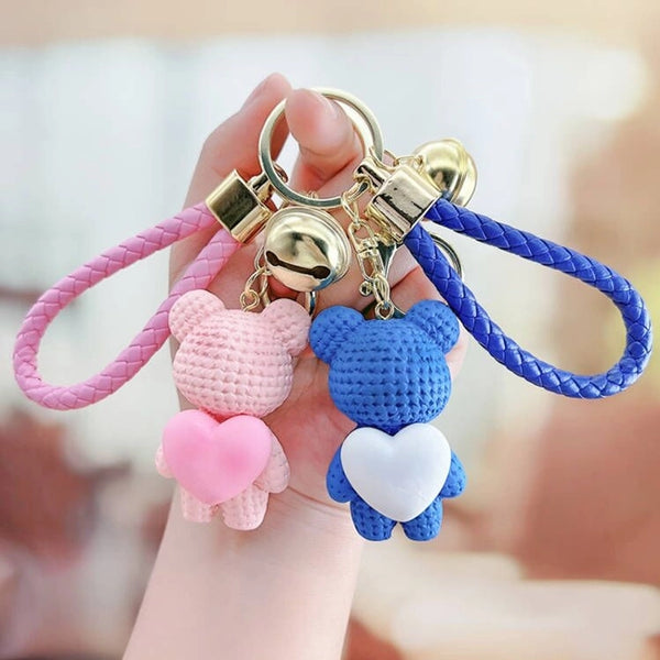 Creative Love Bear Key Chain Carrying Good Slaughter Running With Couple Doll Key Chain Pendant Bag Pendant