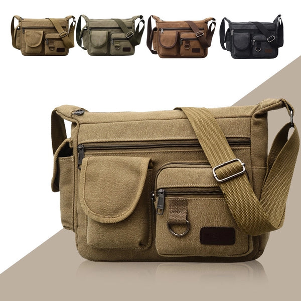 Crossbody Bag Men's High-end Sense Men's Bag Backpack Men's Casual Travel Bag Shoulder Bag Sports Retro Canvas Bag