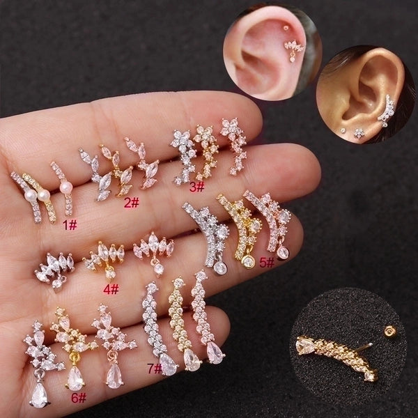 Ear Cartilage Rings & Studs Crown 316L Stainless Steel  Copper