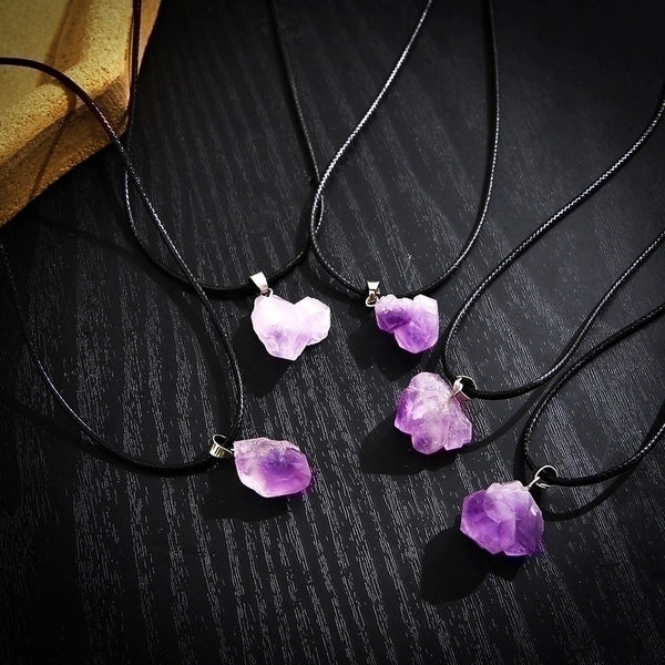 Crystal Stone Pendant Necklace Wholesale Natural Amethyst Stone Cluster Gravel Necklace