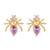 Cute Animal Brass Ear Studs Inlay Copper Earrings 1 Pair