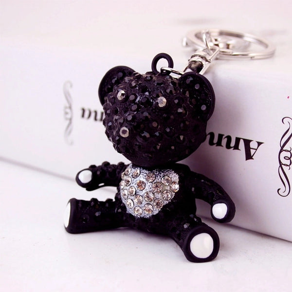 Cute Bear Alloy Enamel Plating Inlay Rhinestones Women's Bag Pendant Keychain