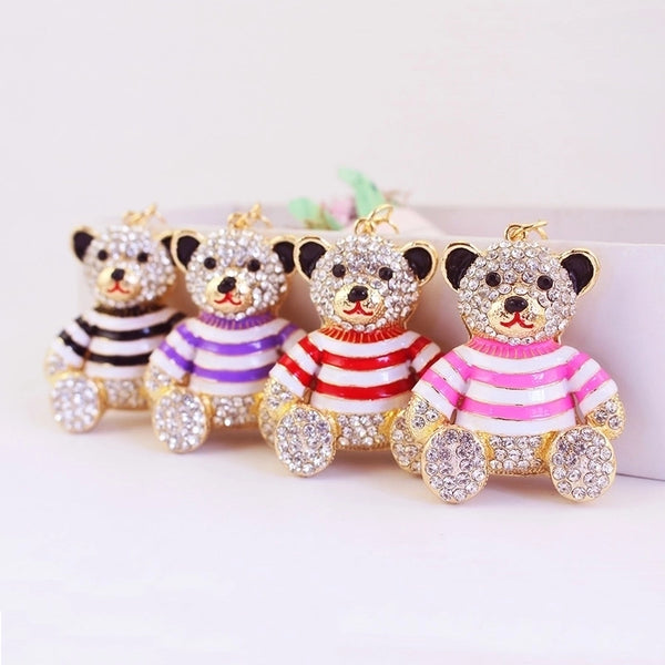 Cute Bear Zinc Alloy Plating Inlay Rhinestones Women's Bag Pendant Keychain