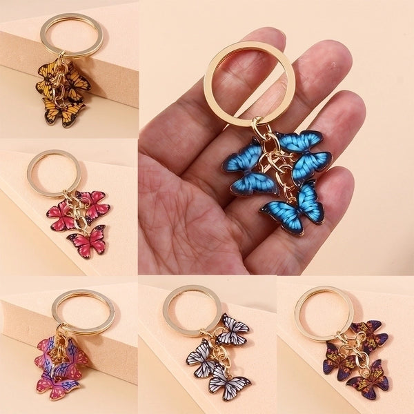 Cute Butterfly Metal Women's Bag Pendant Keychain