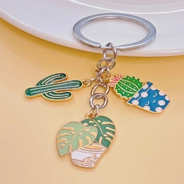 Cute Cactus Plant Alloy Bag Pendant Keychain