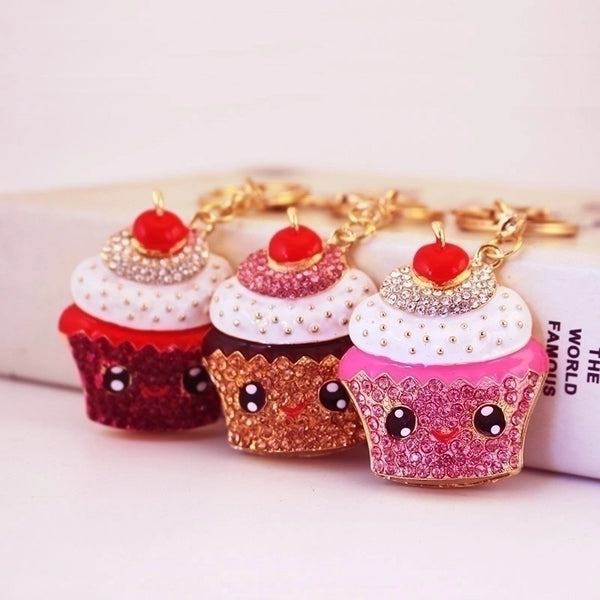 Cute Cake Alloy Inlay Rhinestones Women's Bag Pendant Keychain