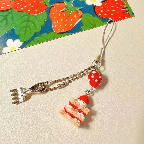 Cute Cake Resin Mobile Phone Chain