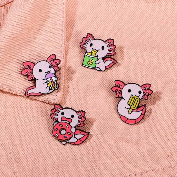 Cute Cartoon Alloy Brooch Cartoon Marine Animal Salamander Student Children Clothing Badge Accessories Buckle