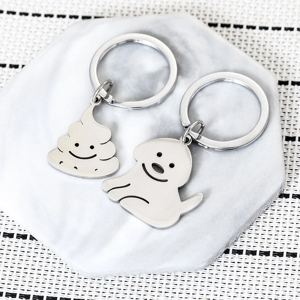 Cute Cartoon Character Stainless Steel Couple Bag Pendant Keychain