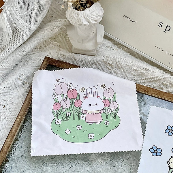 Cute Cartoon Phone Screen Cleaning Cloth Ins Sanouli Dog Rabbit Glasses Cloth Simple Pattern Cleaning Cloth