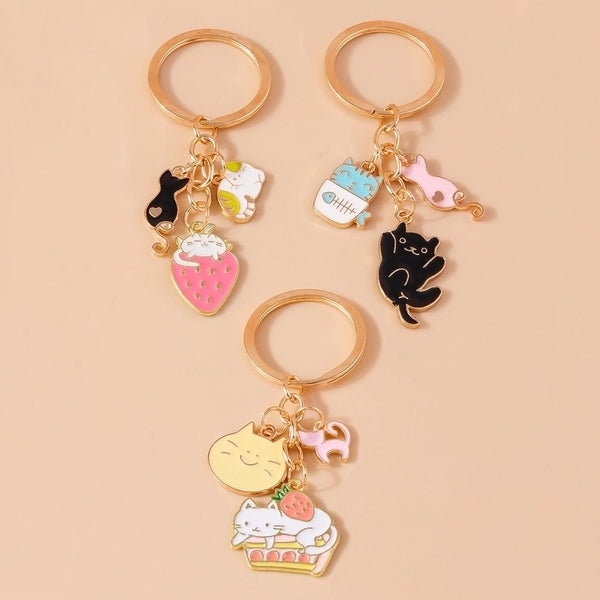 Cute Cat Alloy Keychain