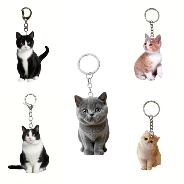 Cute Cat Arylic Unisex Keychain