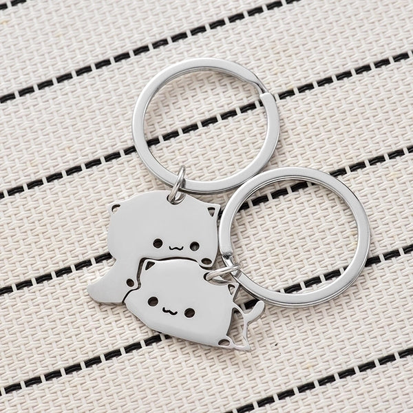 Cute Cat Stainless Steel Unisex Bag Pendant Keychain