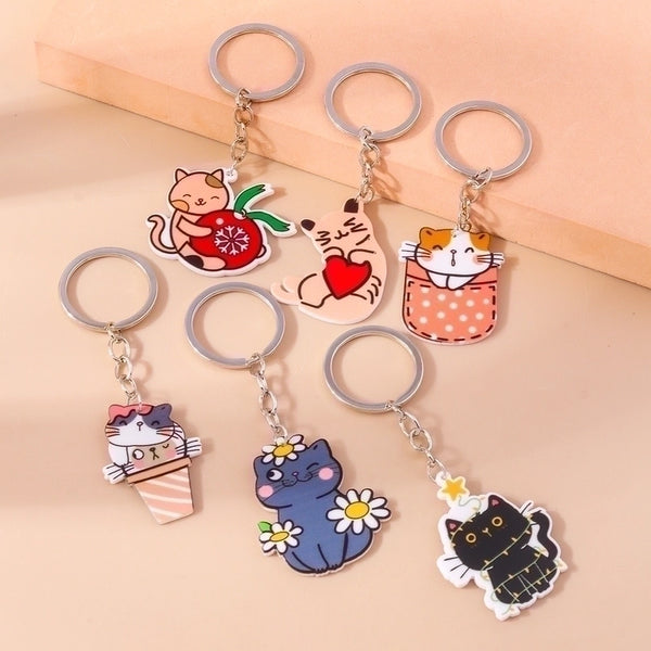 Cute Cat Zinc Alloy Bag Pendant Keychain