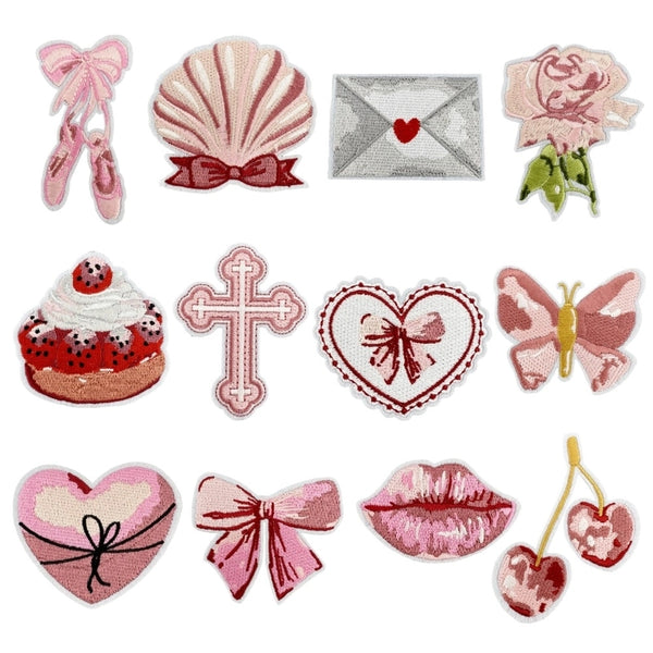 Cute Cherry Heart Shape Butterfly Nonwoven Polyester Cloth Sticker 1 Piece 1 Set