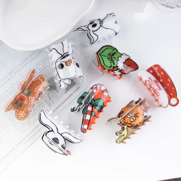 Cute Christmas Women's Christmas Hat Gingerbread PVC Hair Claws