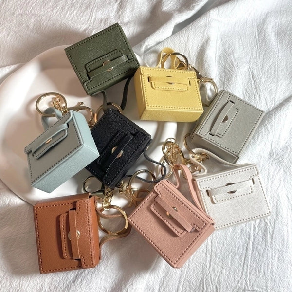 Cute Color Block Pu Leather Keychain